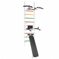 Шведская стенка Враспор с рукоходом, брусьями, скамьей и упорами под штангу Asta74 Белая