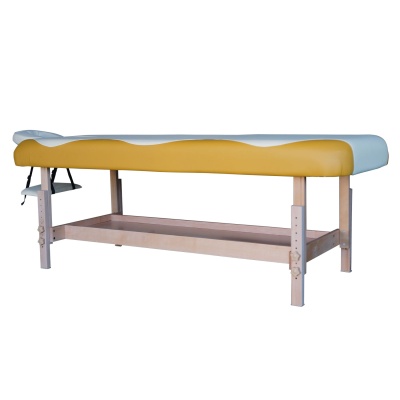 Массажный стационарный стол DFC NIRVANA, SUPERIOR, дерев. ножки, 1 секция, цвет беж.с желт.